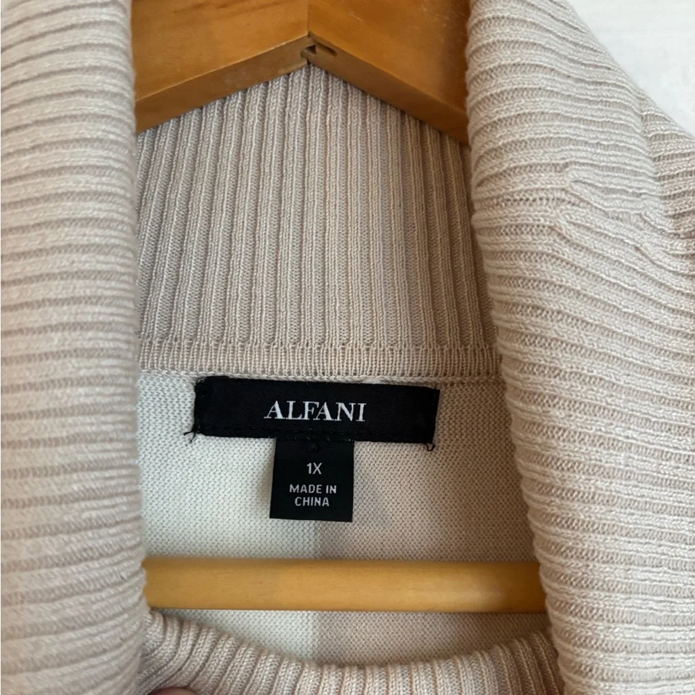 Alfani Cream and Brown Turtleneck Sweater - Picture 3 of 7